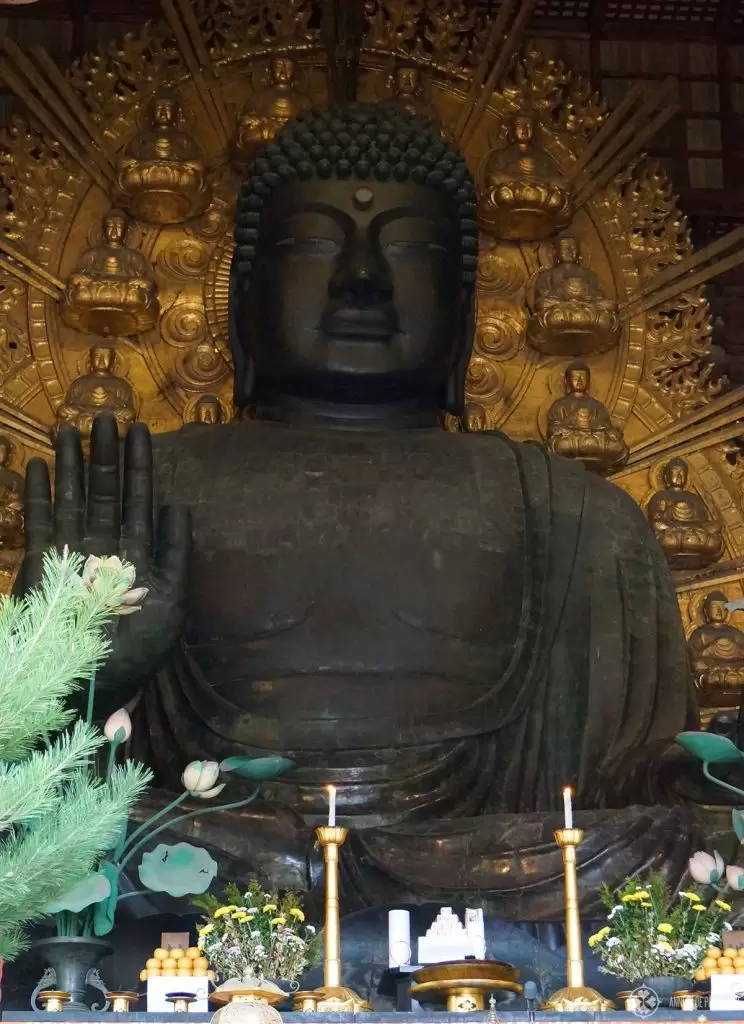 The daibutsu inside the Todai-ji temple in Nara, Japan