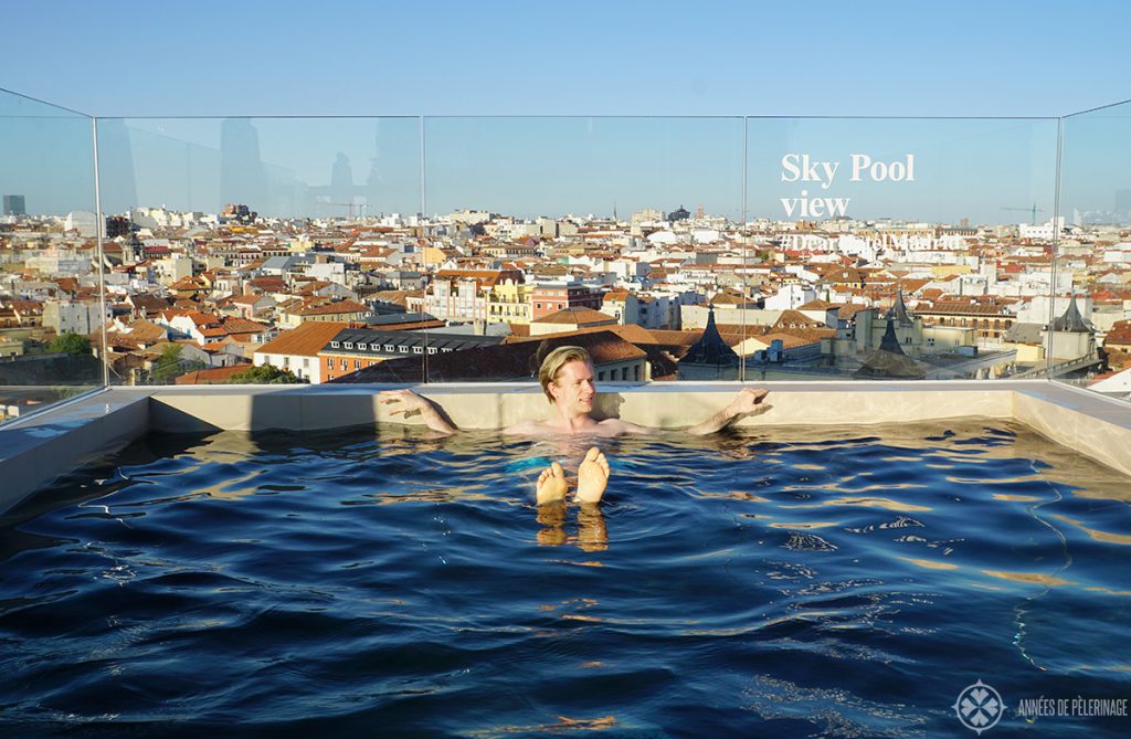 The fantastic rooftop pool at the Dear Hotel in Madrid, Spain