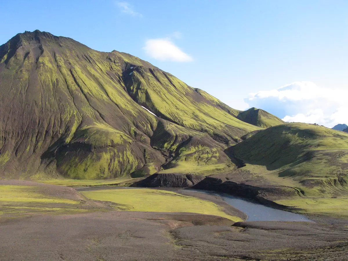 Hiking through the rugged landscape of iceland. With mountains like these, good hiking booths are needed to keep save