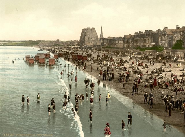A historic postcard of Portobello beach