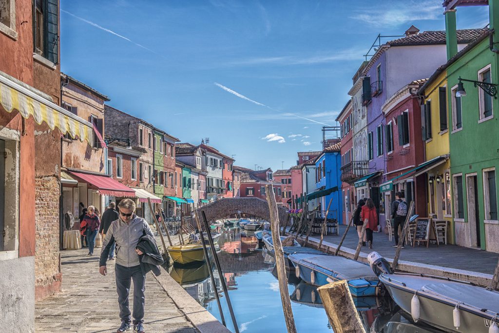 the water channels in italien small town Burano near Venice