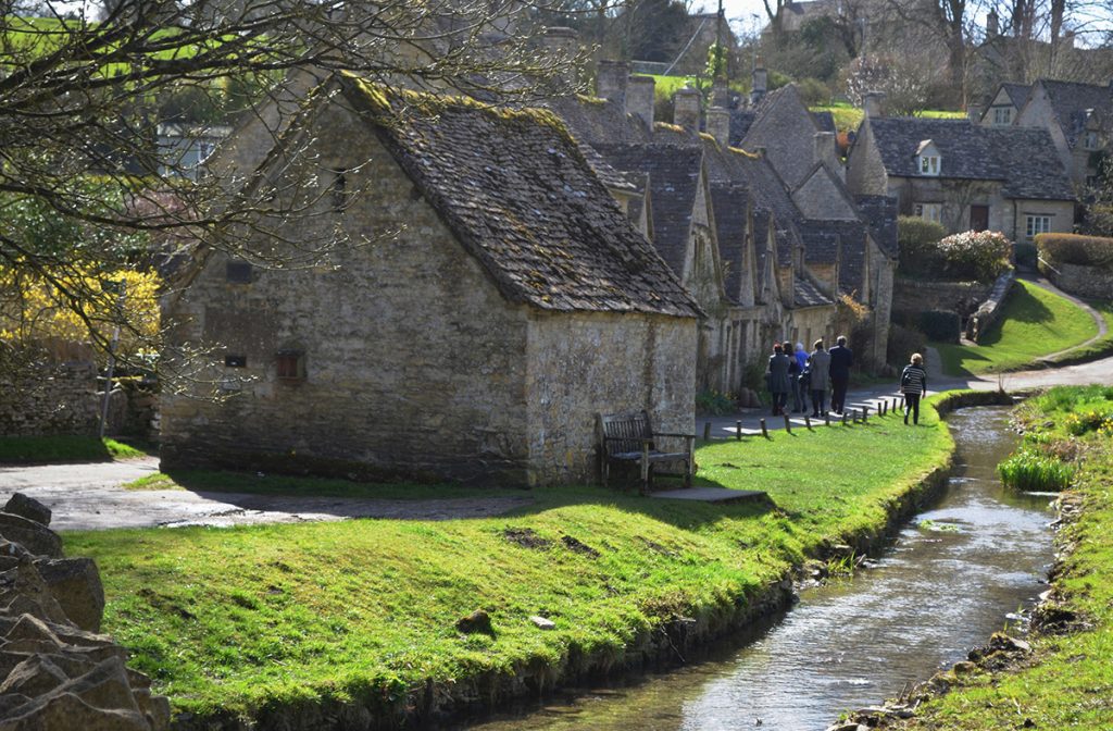 Old cottages in the most beautiful small town in England, Bibury in the distric of Cotswolds