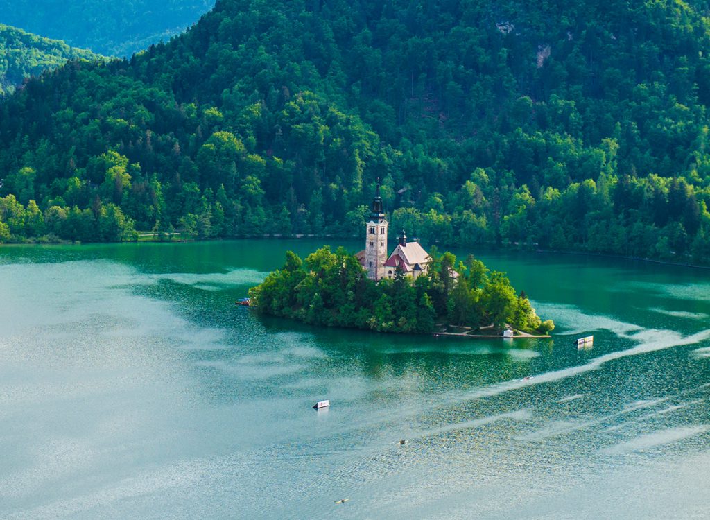 Lake bled in Slovenia from above