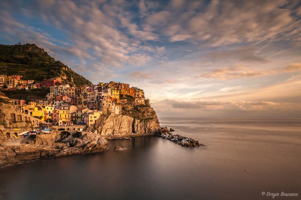 The harbor of Monorola in Italy