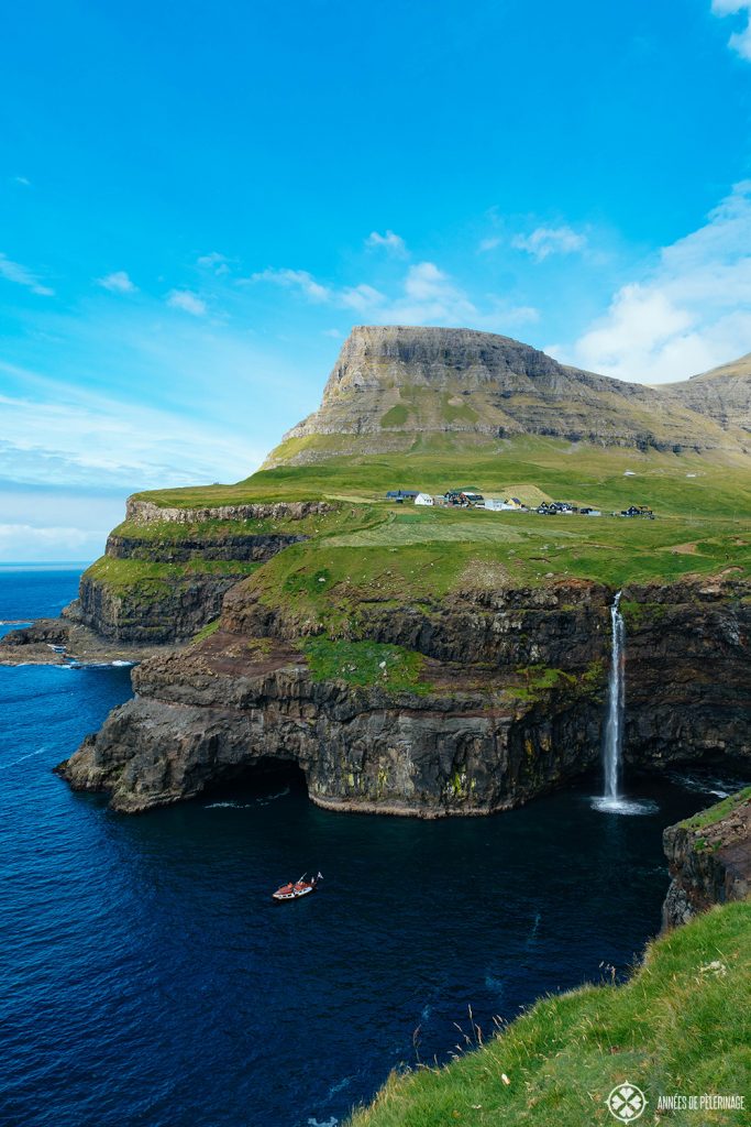 Gásadalur waterfall on the island of Vagar in the Faroe Islands