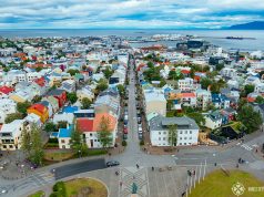 The view of Reykjavik from the Hallgrimskirkja in Iceland