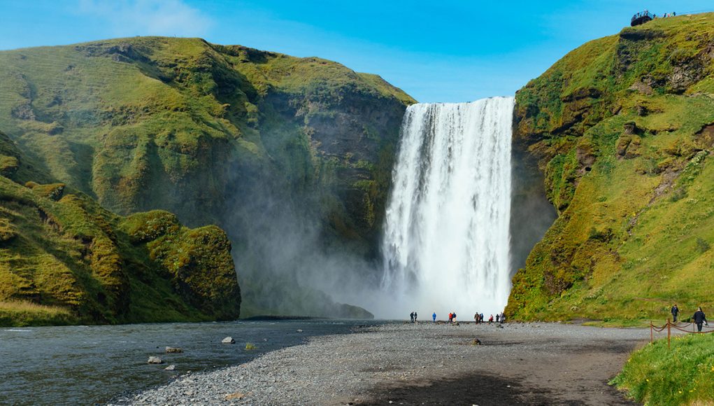 The majestic Skogafoss waterfall in Iceland
