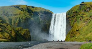 The majestic Skogafoss waterfall in Iceland