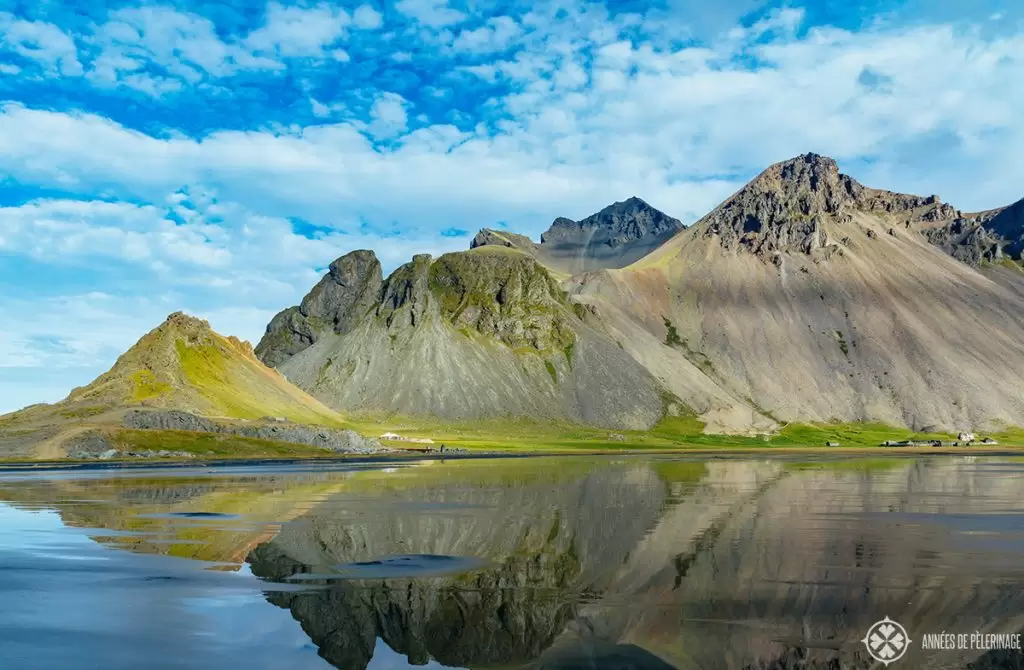 Stokksnes and cliffs of Vestrahorn iceland seen in early morning light