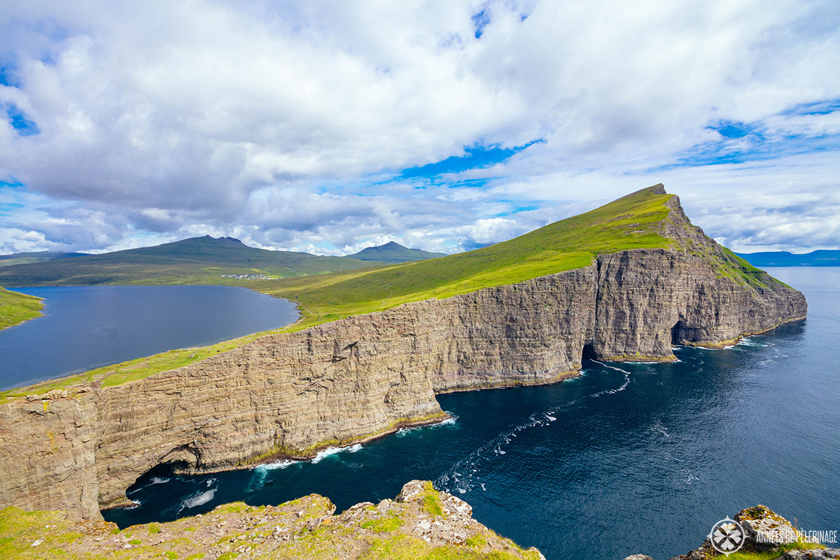 The Sørvágsvatn lake in Faroe Islands - looks like the lake was flowing above the ocean