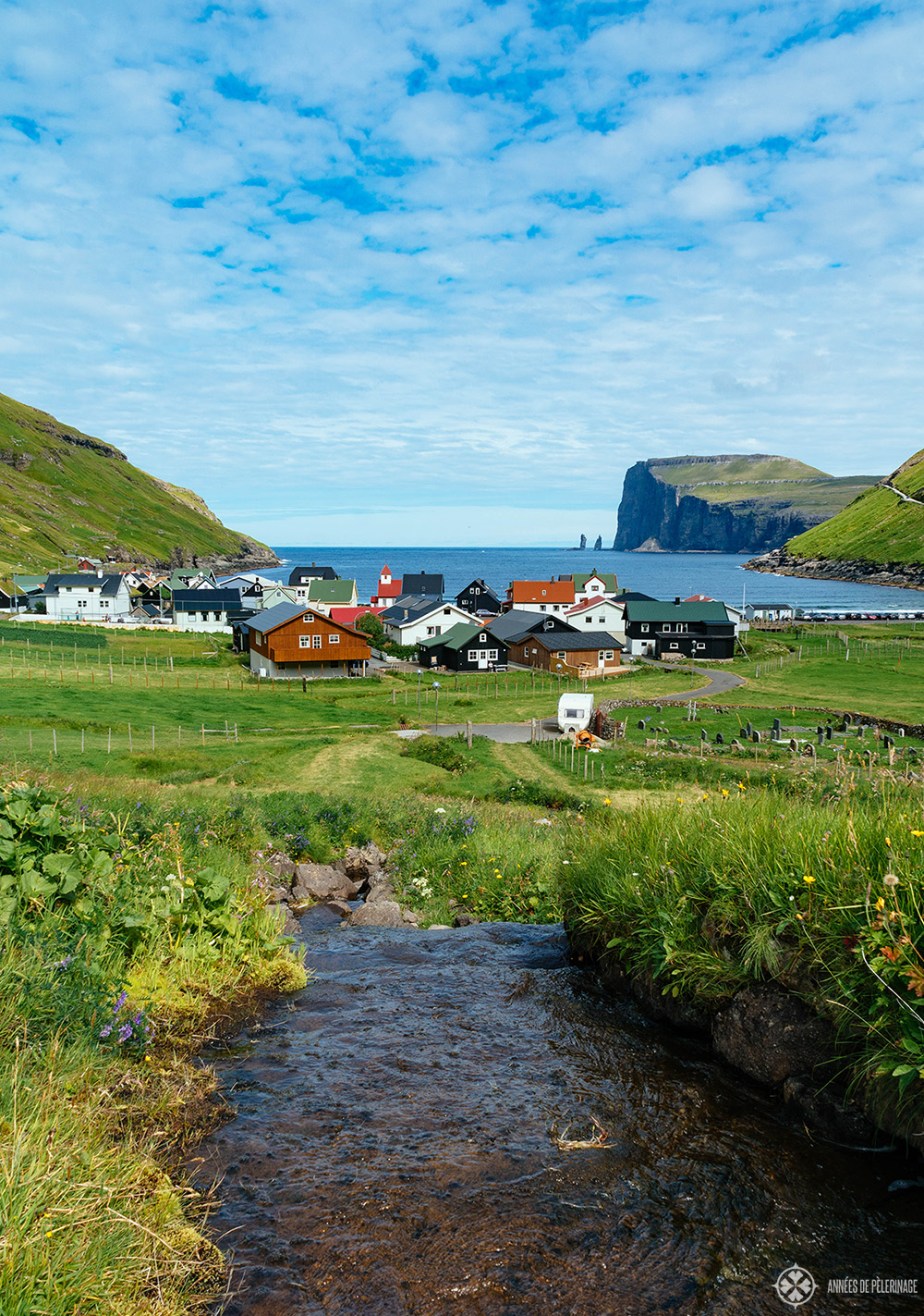 THe tiny Tjørnuvík village in the Faroe Islands