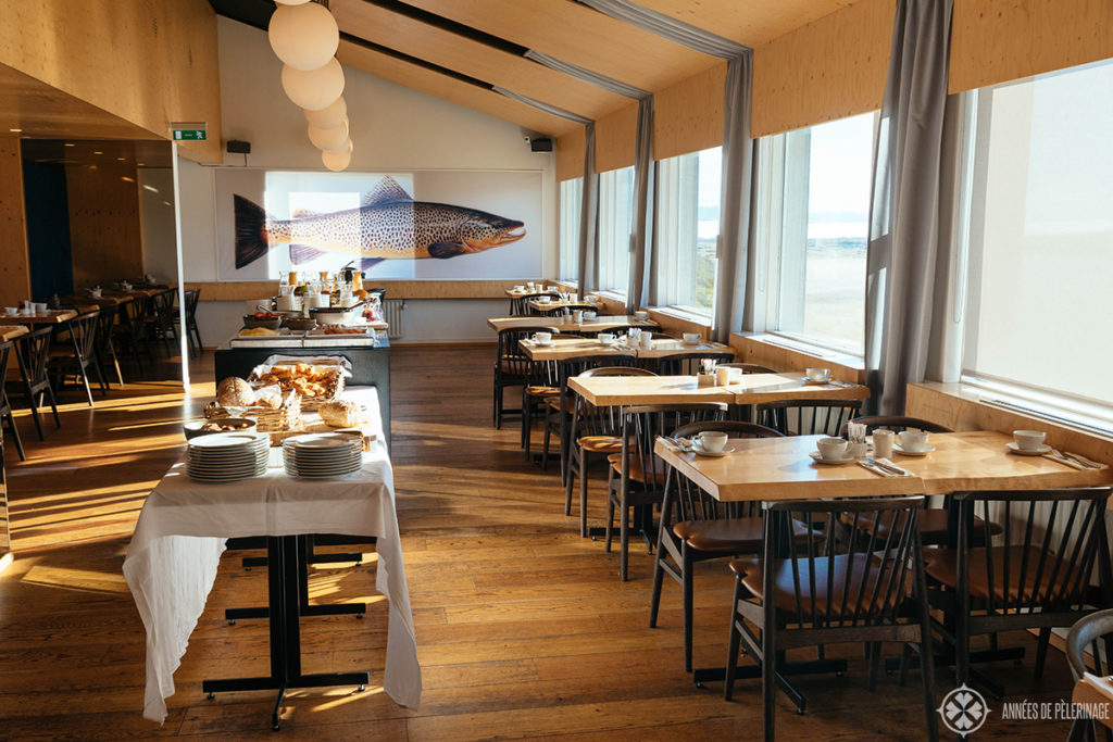 A sparse breakfast is served at the Ion Adventure Hotel in Iceland