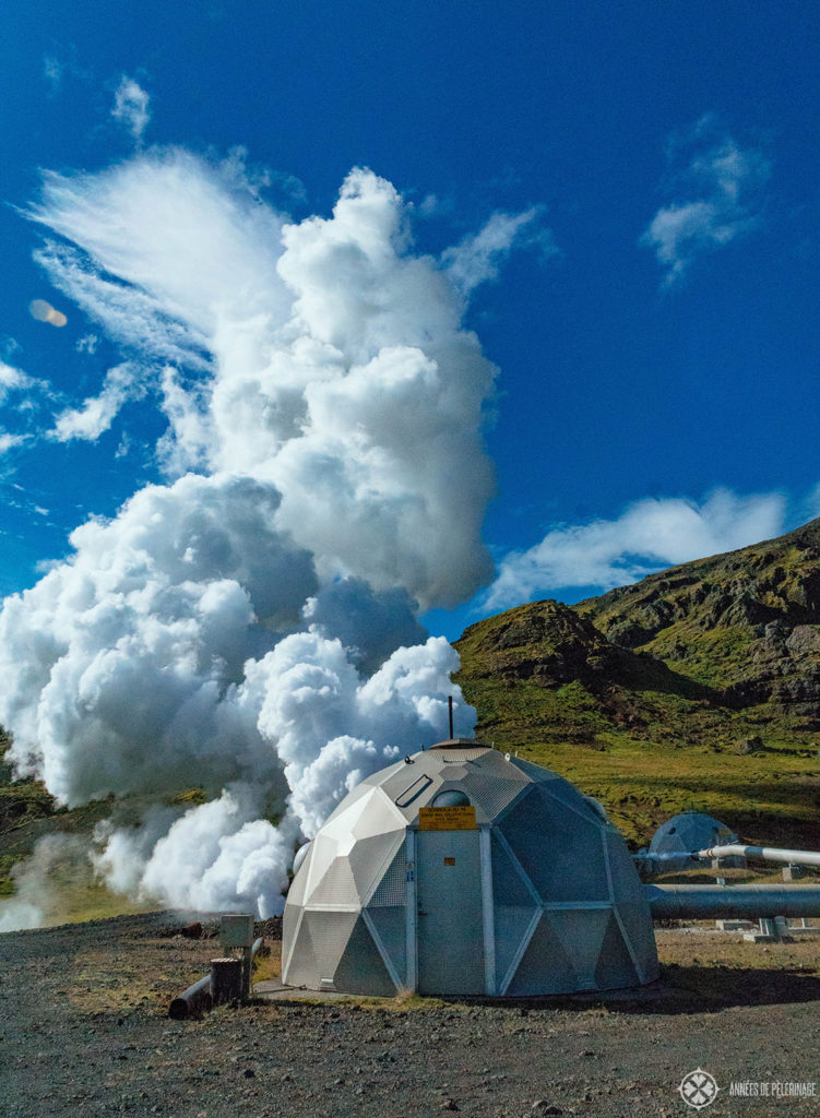 steam rising from the geothermal plant near the Ion Adventure Hotel in Iceland