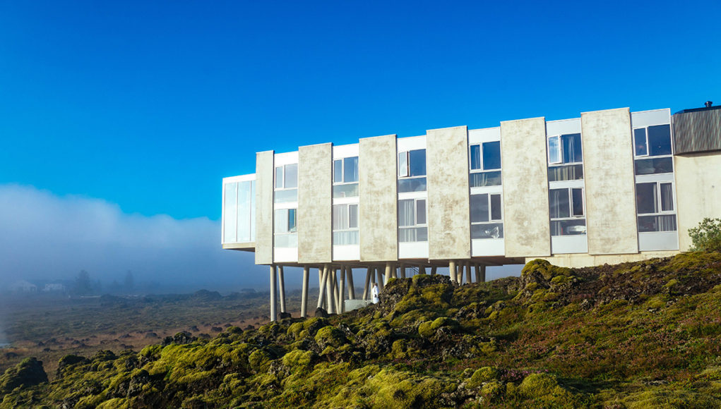 The Ion Adventure Hotel in Iceland in the early morning fog