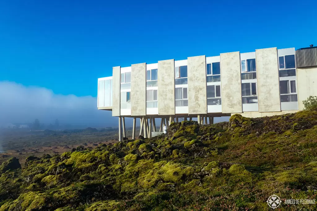 The Ion Adventure Hotel in Iceland in the early morning fog