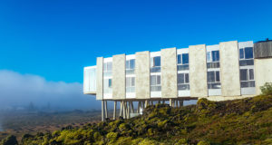 The Ion Adventure Hotel in Iceland in the early morning fog