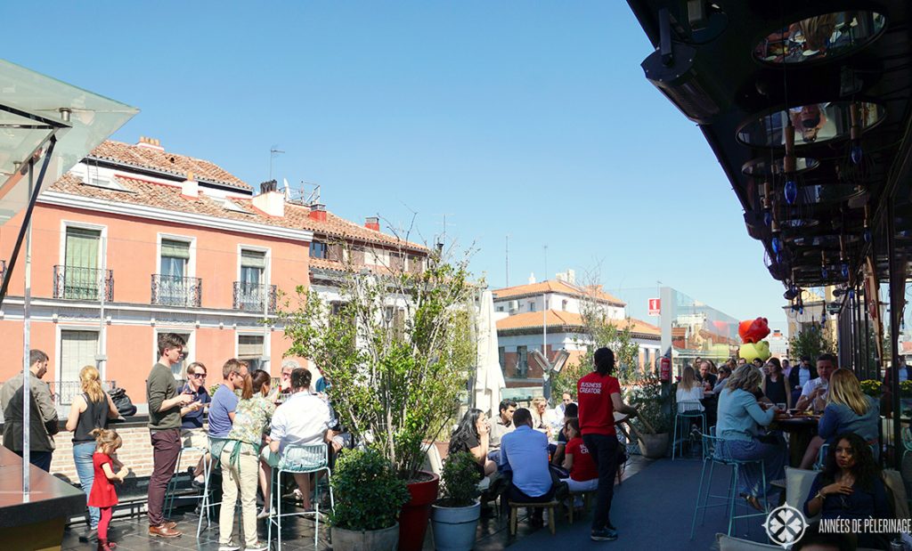 The rooftop bar at Mercado de San Antón in Madrid