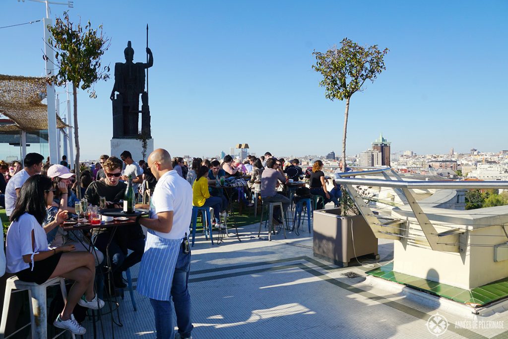 The tartan rooftop bar at Círculo de Bellas Artes in Madrid