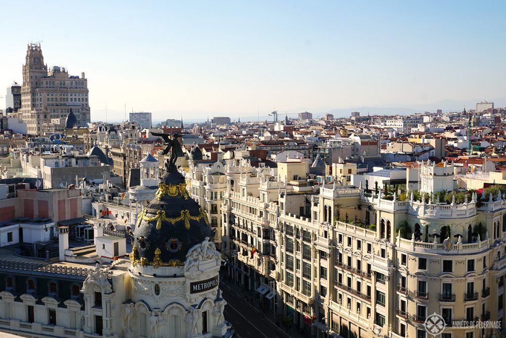 The view from the Tartan rooftop bar Madrid Círculo de Bellas Artes