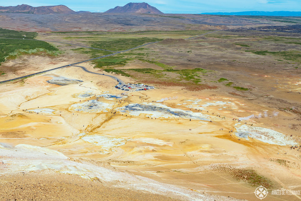 view of Hverir Lake Myvatn's geothermal area from above - Iceland