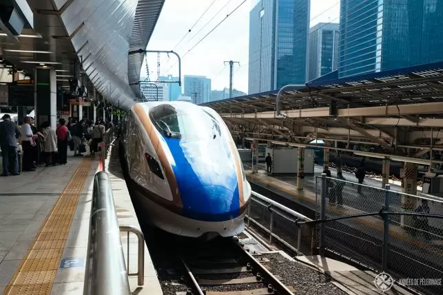 The North Kanto shinkansen highspeed train waiting in Tokyo to depart for Nikko