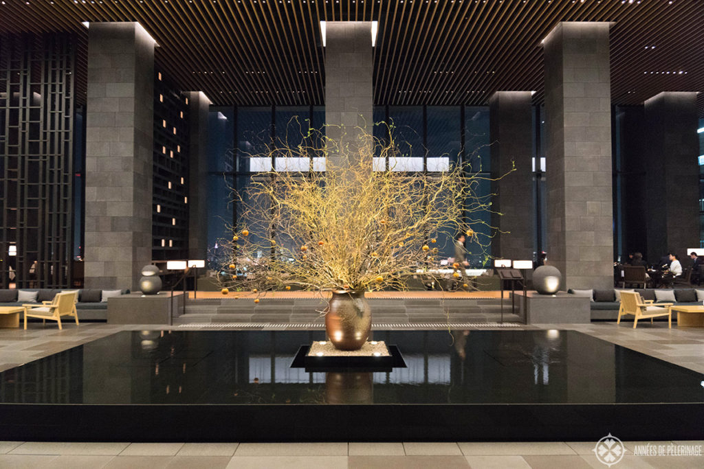 flower arrangement lobby aman tokyo