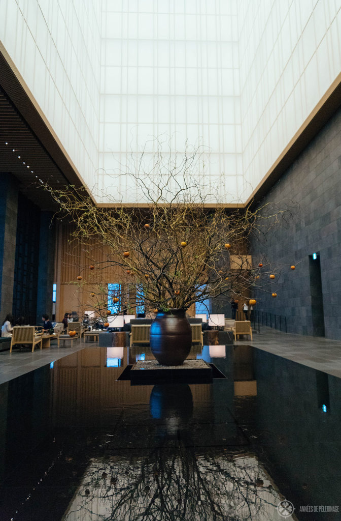 The grand lobby of the AMan Tokyo luxury hotel - some say the best hotel in Tokyo