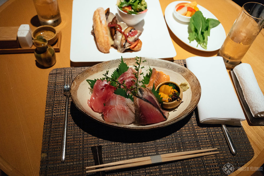 A couple of inroom dining options at the Aman Tokyo luxury hotel