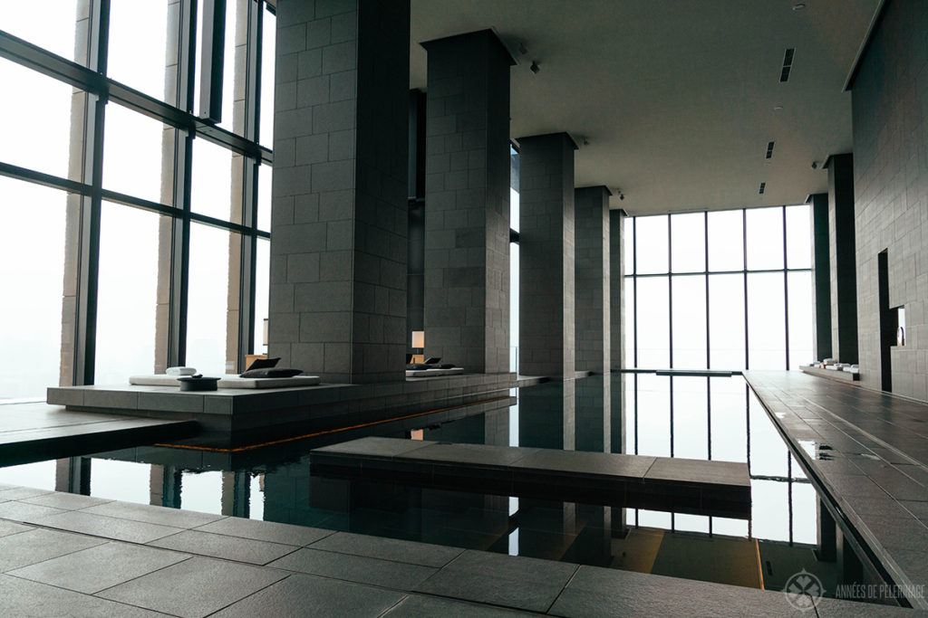 The main pool at the spa of the Aman Tokyo luxury resort