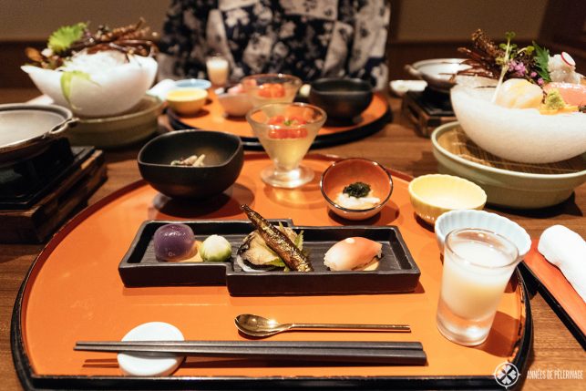 A traditional Kaiseki Dinner at a Ryokan in Nikko, Japan