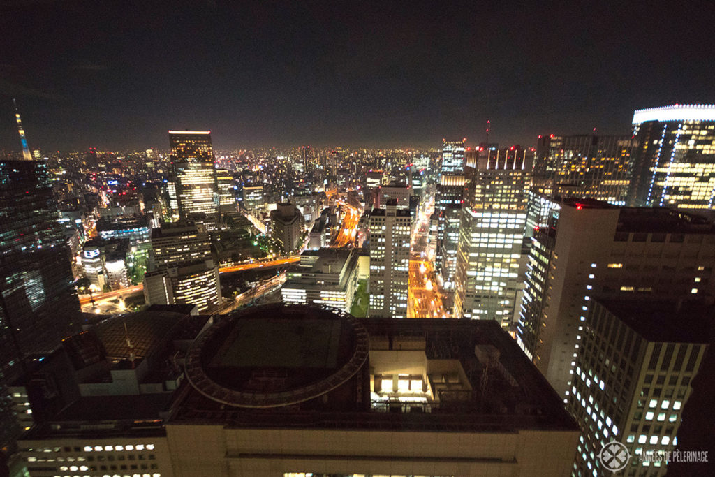 The view from the rooms of the Aman Tokyo luxury hotel at night