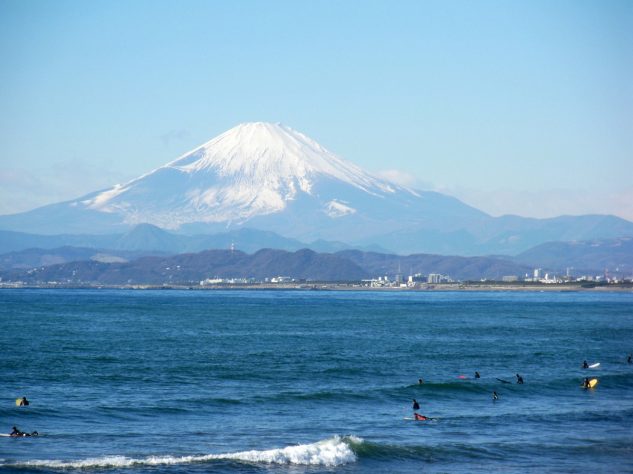 Surfers Enoshima beach Kamakura, Japan