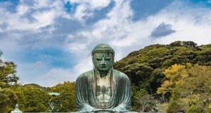 The great Buddha of Kamakura, goes by the japanese name Daibutsu, and is one of the top points of interests in Kamakura