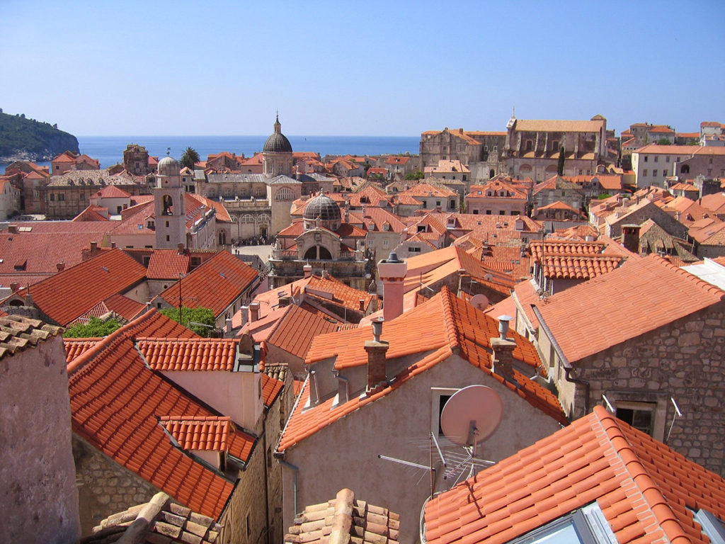 Red brick houses in the old town of dubrovnik