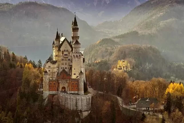 Front view of Castle Neuschwanstein near Füssen in Germany