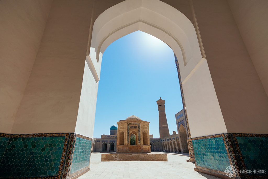 courtyard of the Kalan mosque in bukhara uzbekistan