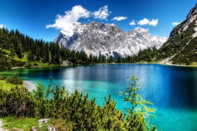 Zugspitze as seen from Lake Seebensee