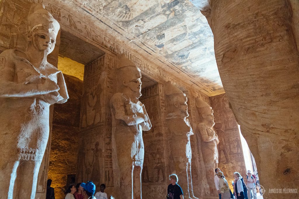 Gigantic statues of Ramses II inside Abu Simbel, Egypt