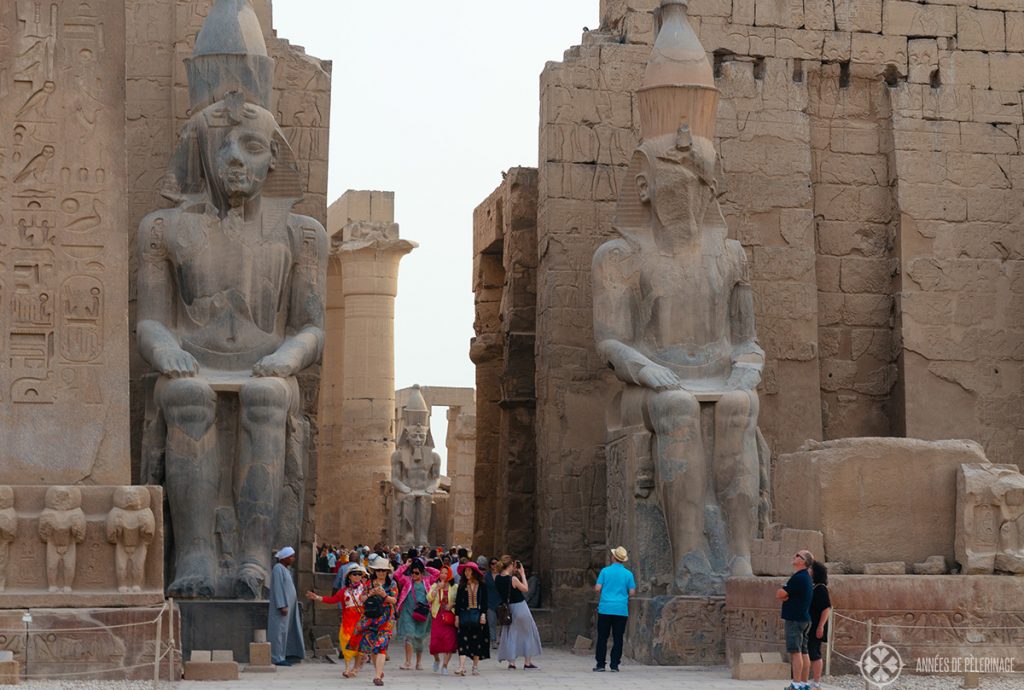 Gigantic statues of Ramses II in Luxor temple, Egypt