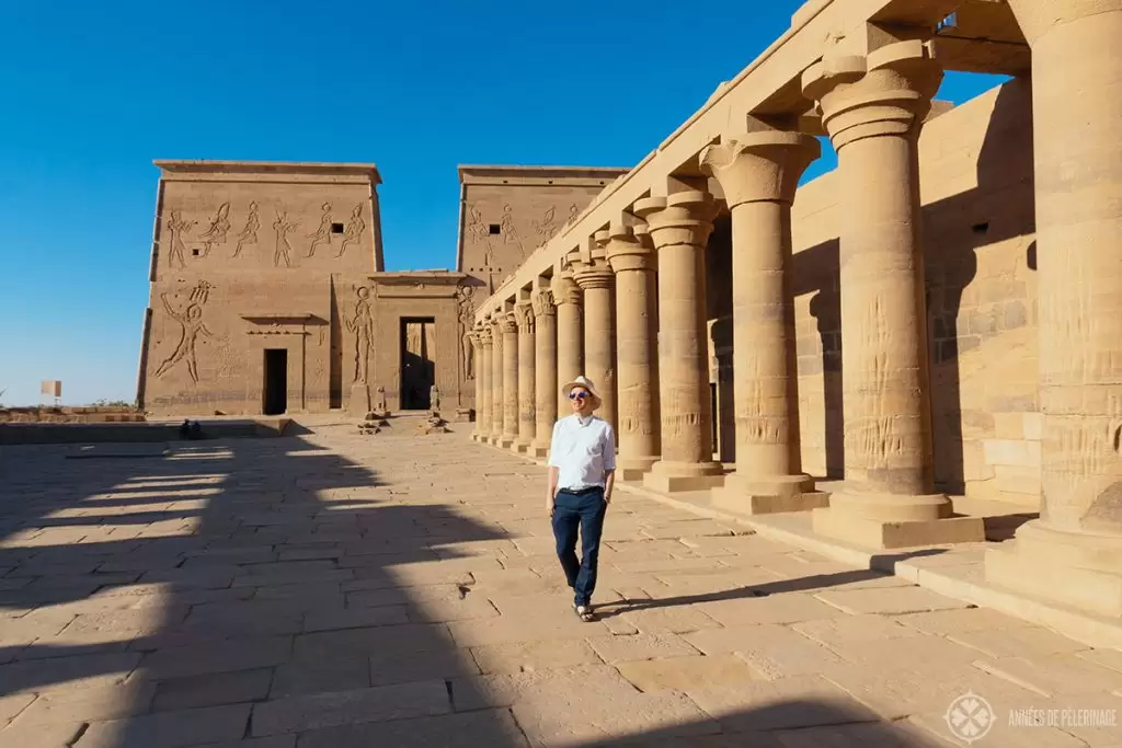 Colonnade inside the Philae Temple near Aswan, Egypt