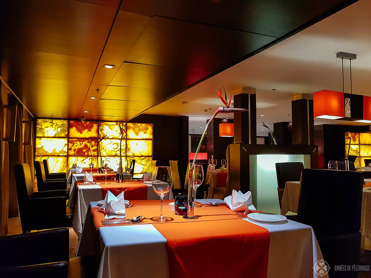The main restaurant of the Oberoi Zahra luxury Nile cruise ship in Egypt