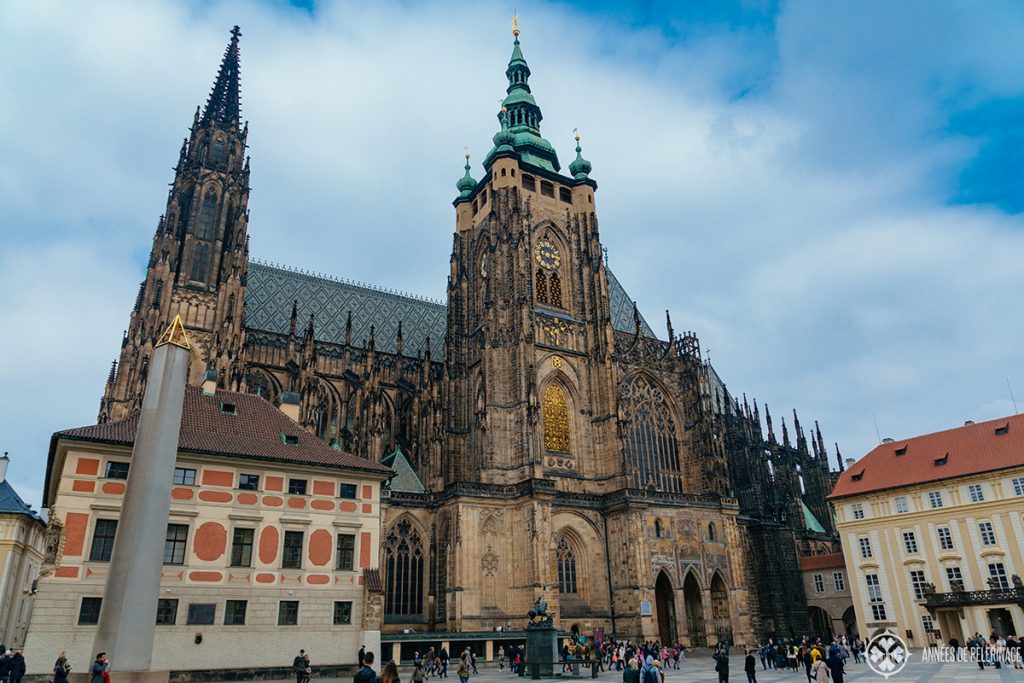 St. Vitus Cathedral inside Prague Castle as seen from outside