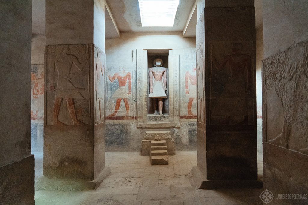 False door with a statue of Meruka inside his tomb in Saqqara