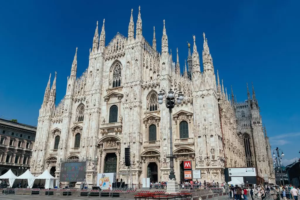 Front view of the Duomo Santa Maria Nascente - the biggest church in italy