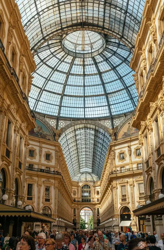 View inside the Galleria Vittorio Emanuele II - the luxury shopping mall in Milan, Italy