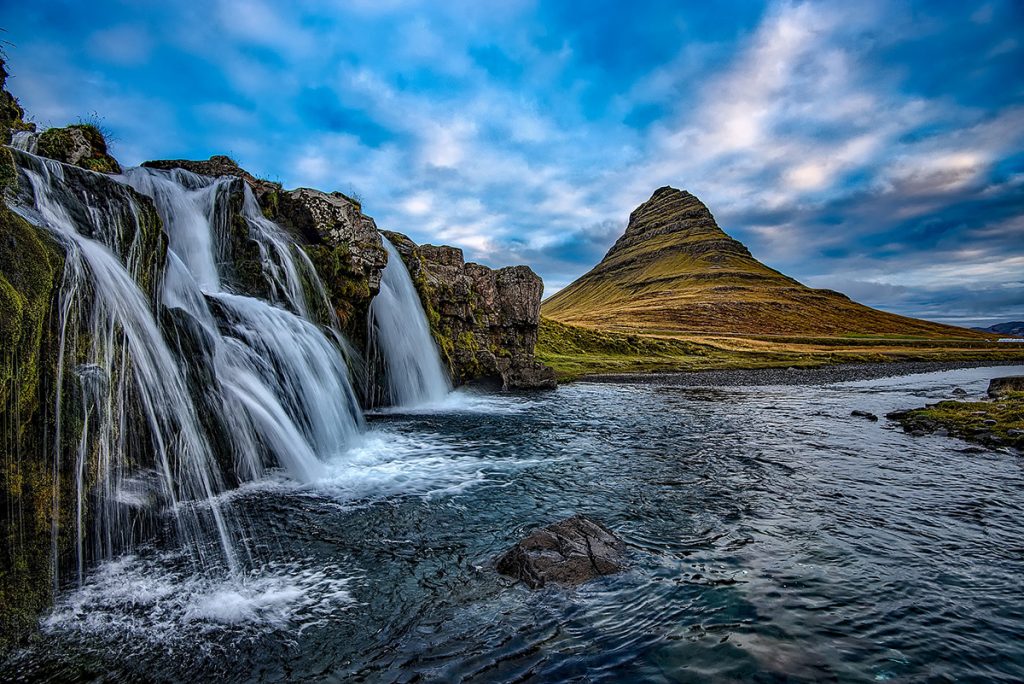 Kirkjufellsfoss waterfall on Snaefellsnes peninsula in Iceland