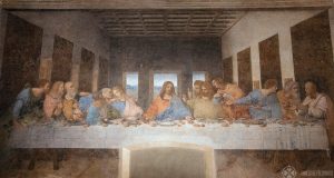 Leonardo da Vinci's "Last Supper" inside the refectory of Santa Maria della Grazie