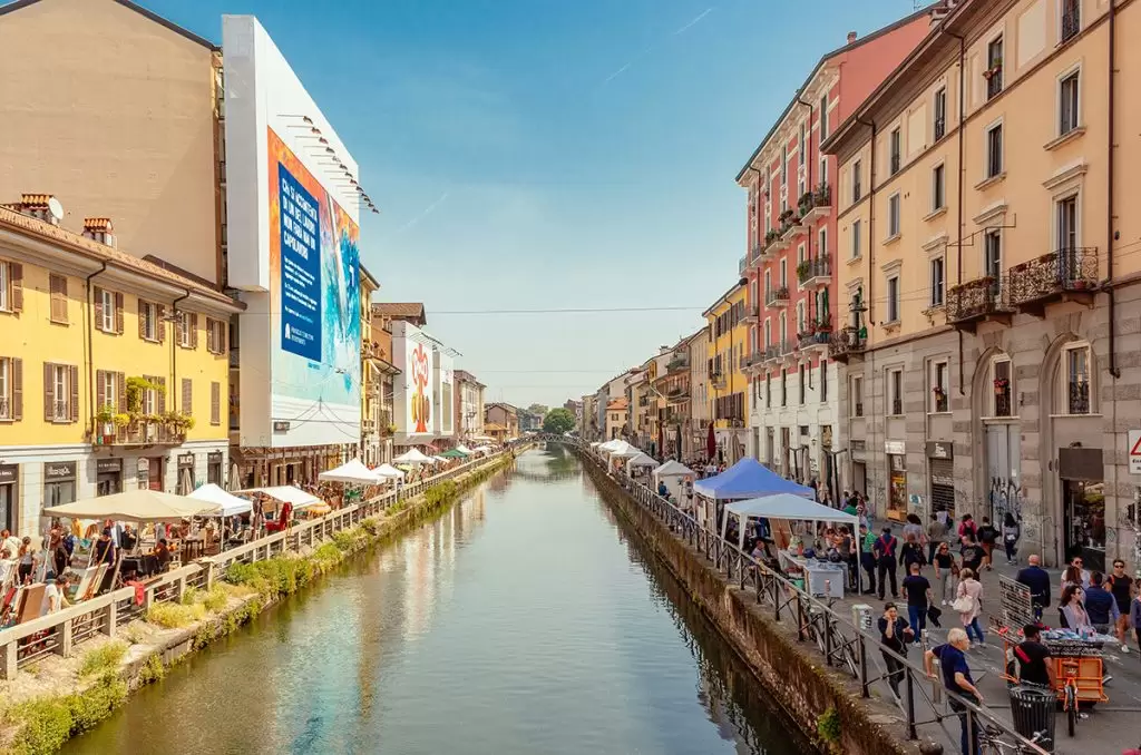 pedestrian area around the Navilgio Grande in Milan, Italy - the artifical canal is one of the best things to see in Milan