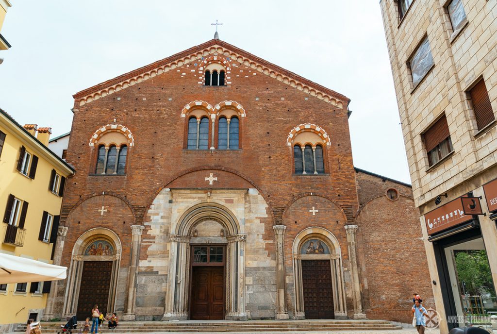 Entrance of the church San Simplicano in Milan, Italy