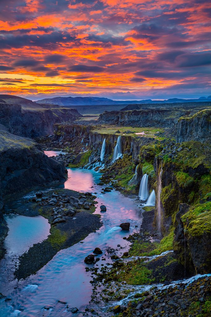 Sigöldugljúfur waterfall canyon in Iceland